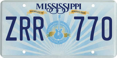 MS license plate ZRR770