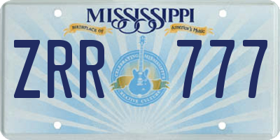 MS license plate ZRR777