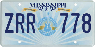 MS license plate ZRR778
