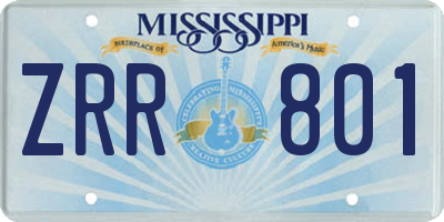 MS license plate ZRR801