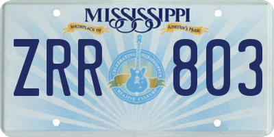 MS license plate ZRR803