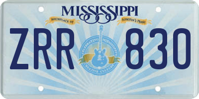 MS license plate ZRR830