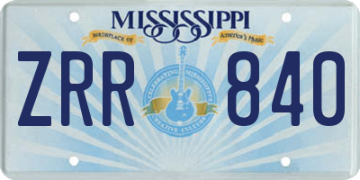 MS license plate ZRR840
