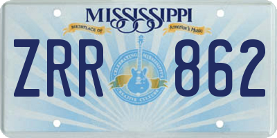 MS license plate ZRR862