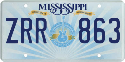 MS license plate ZRR863