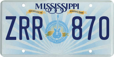MS license plate ZRR870