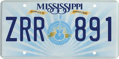 MS license plate ZRR891