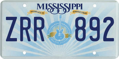 MS license plate ZRR892