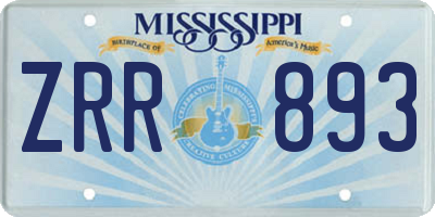 MS license plate ZRR893