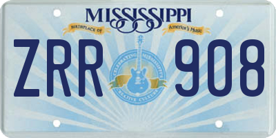 MS license plate ZRR908