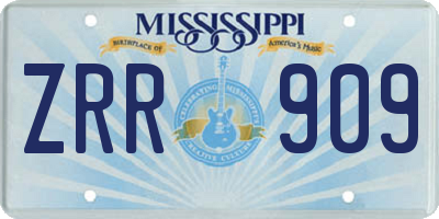 MS license plate ZRR909