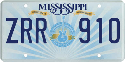 MS license plate ZRR910