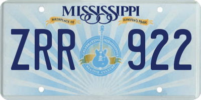 MS license plate ZRR922