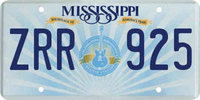 MS license plate ZRR925
