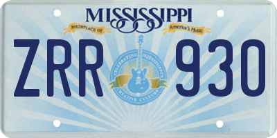 MS license plate ZRR930