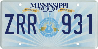 MS license plate ZRR931