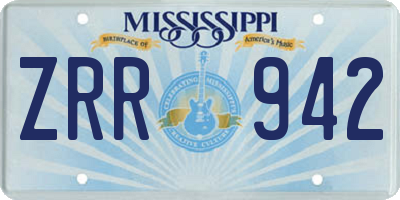 MS license plate ZRR942