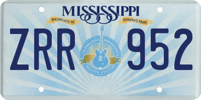 MS license plate ZRR952