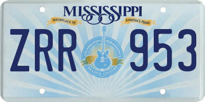 MS license plate ZRR953