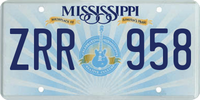 MS license plate ZRR958