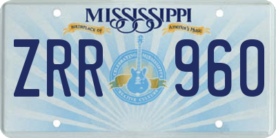MS license plate ZRR960