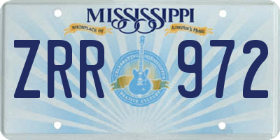 MS license plate ZRR972
