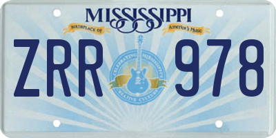 MS license plate ZRR978
