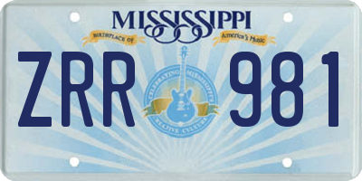 MS license plate ZRR981