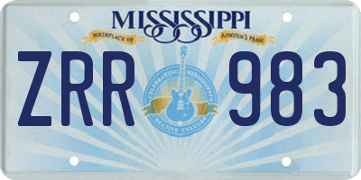 MS license plate ZRR983