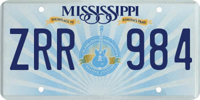 MS license plate ZRR984