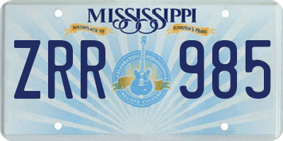 MS license plate ZRR985