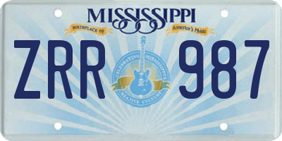 MS license plate ZRR987