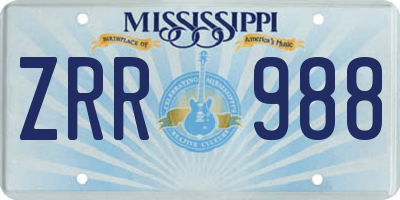 MS license plate ZRR988