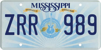 MS license plate ZRR989