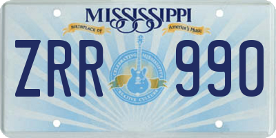 MS license plate ZRR990