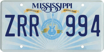 MS license plate ZRR994