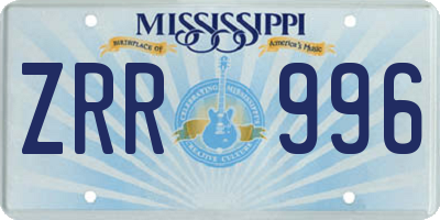 MS license plate ZRR996