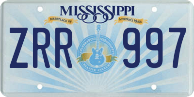 MS license plate ZRR997