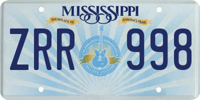 MS license plate ZRR998