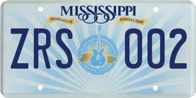 MS license plate ZRS002