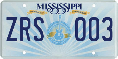 MS license plate ZRS003