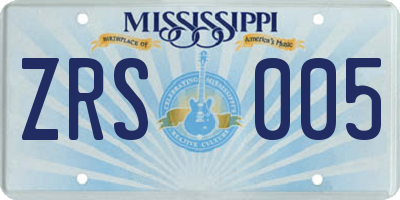 MS license plate ZRS005