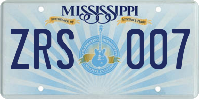 MS license plate ZRS007