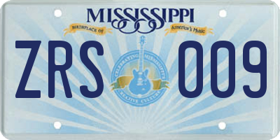 MS license plate ZRS009
