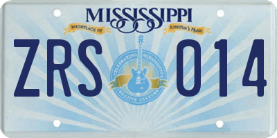 MS license plate ZRS014