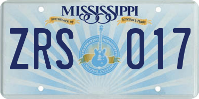 MS license plate ZRS017