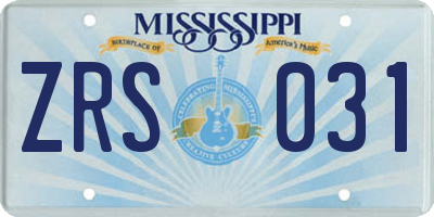 MS license plate ZRS031