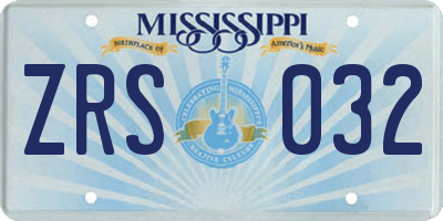 MS license plate ZRS032