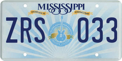 MS license plate ZRS033