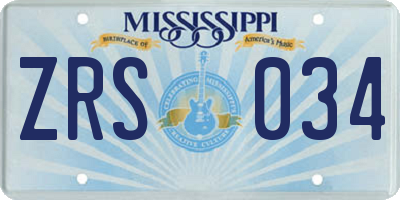 MS license plate ZRS034